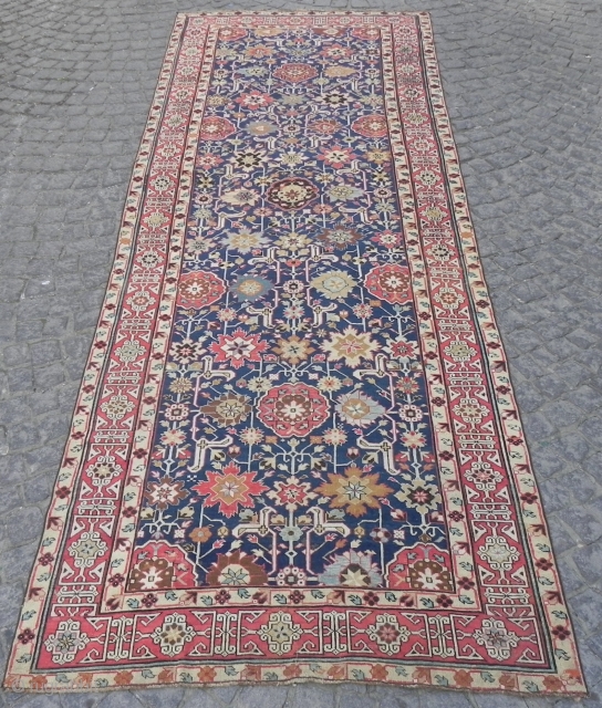 An Early Caucasian Afshan Kuba long Rug, 4.8x12.6 ft (146x384 cm), ca 1810, fresh from a US Estate, not washed or restored. www.rugspecialist.com          