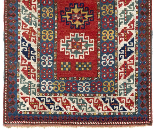 Antique Caucasian Kazak Rug, 3.7 x 6.1 Ft (110x186 cm), late 19th Century.                    