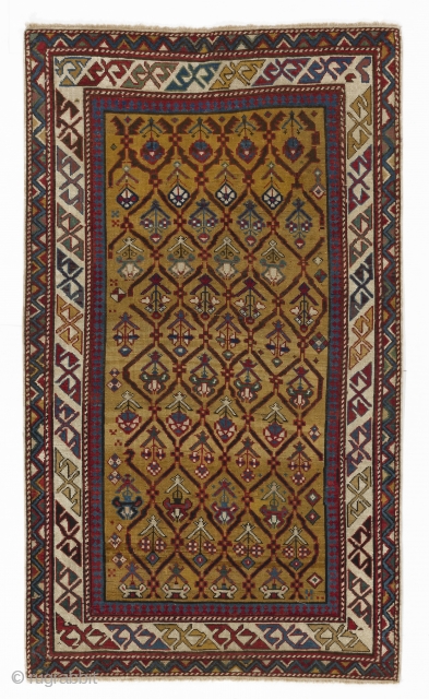 Caucasian Shirvan Rug with yellow ground, 86 x 147 cm, mid 19th century, stock no: a140                 