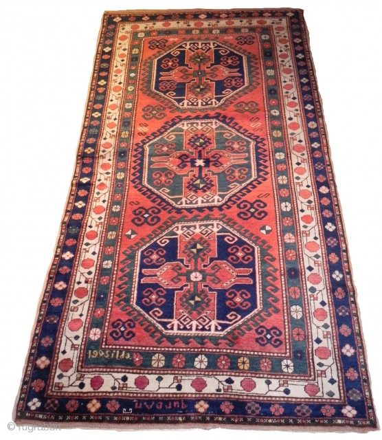 Caucasian Lori Pambak Kazak Rug, 8.9x4.8 ft, dated 1905, very good condition and full pile.                  