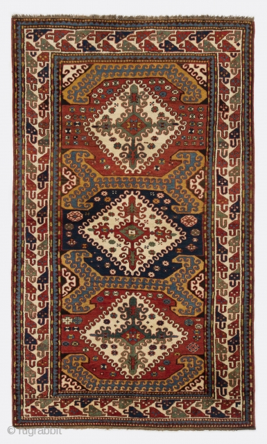 A Rare type of Chelaberd Rug from Karabagh, Southern Caucasus, late 19th Century, 52x85 inches (132x216 cm), in "German condition".             