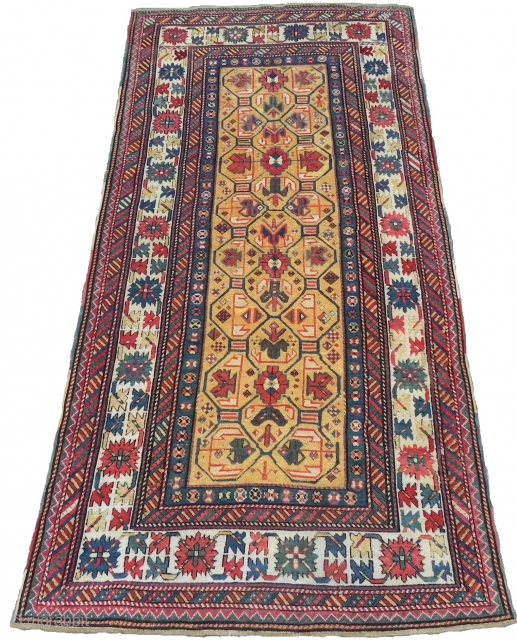 Antique Caucasian Kazak Rug, 8.7x4.4 ft                           