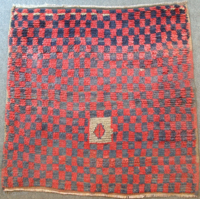 An unusual Tulu Rug from Central Anatolia, early 20th Cen. 47x47 inches (119x119 cm), www.rugspecialist.com                  