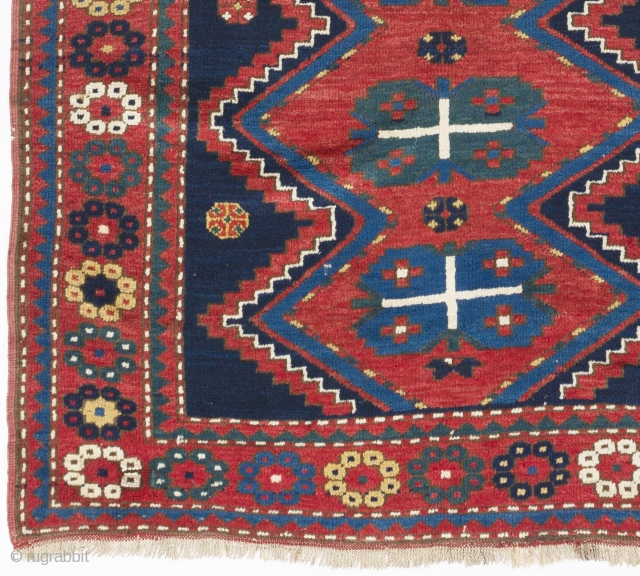 Armenian Kazak Rug, 4'6" x 7' (136x210 cm), ca 1910. Full pile, very good condition, no issues, all original.              