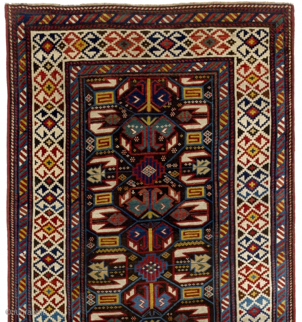 Unusual Caucasian Daghestan Runner in very good condition, 45x114 inches (114x290 cm), 19th Century                   