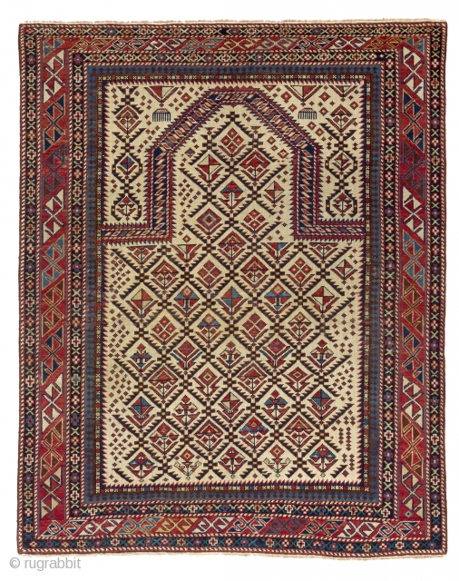 Shirvan Prayer Rug, 3'10" x 4'9" (117x145 cm), ca 1880.                       