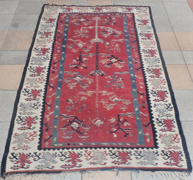 Sharkoy Kilim, Eastern Europe, second half 19th Century, 200x129 cm, good condition, original as found.  www.RugSpecialist.com, Binbirdirek Mah, Peykhane Cad, Ucler Sokak, Ersoy Apt, No 48/2, Sultanahmet, Istanbul, Turkey. since 1991. 