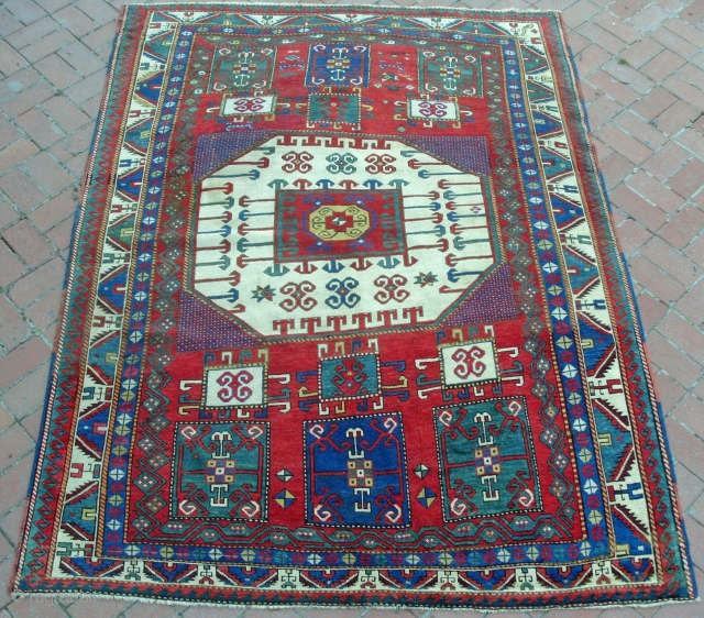 Caucasian Karachov Kazak Rug, 235x176 cm, second half 19th century.  www.RugSpecialist.com, Binbirdirek Mah, Peykhane Cad, Ucler Sokak, Ersoy Apt, No 48/2, Sultanahmet, Istanbul, Turkey. since 1991.      