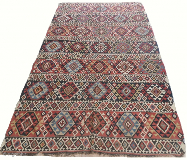 Caucasian Shirvan Kilim, 305x152 cm, mid 19th Century, original as found, wonderful mellow colours (far better in flesh), very fine weave and excellent drawing.  www.RugSpecialist.com, Binbirdirek Mah, Peykhane Cad, Ucler Sokak,  ...