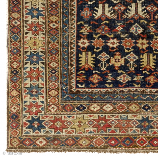 Antique Caucasian Shirvan Chi Chi Rug. 4x5 ft . (120x147 cm). Ca 1870                    