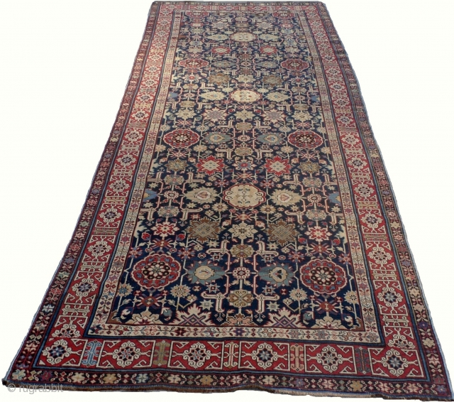 A classic Caucasian Kuba or Baku long Rug with so called Afshan design, beatifully executed drawing and extra fine weave, 12.6 x 5 ft (385x153 cm), original good condition, from 1st half  ...