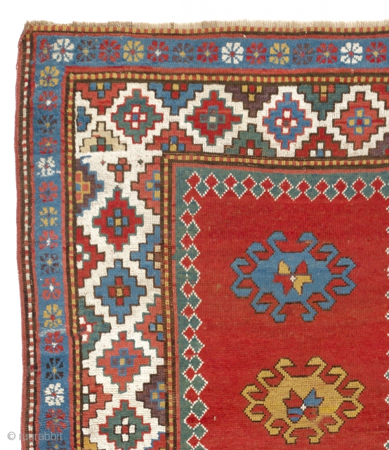 Antique Caucasian Kazak Rug, 4x6 ft (120x176 cm), ca 1880.                       