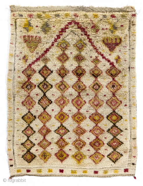 Unusual and One of a kind "Tulu" Prayer Rug, Central Anatolia, 4.9 x 6.3 ft (145x190 cm), ca early 20th Cen.            