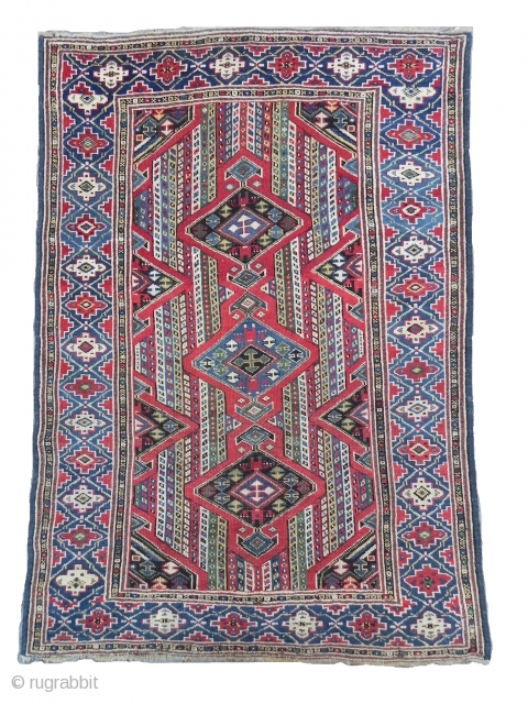 An Antique Caucasian Kuba Rug, 3 x 5 ft, late 19th Century                     