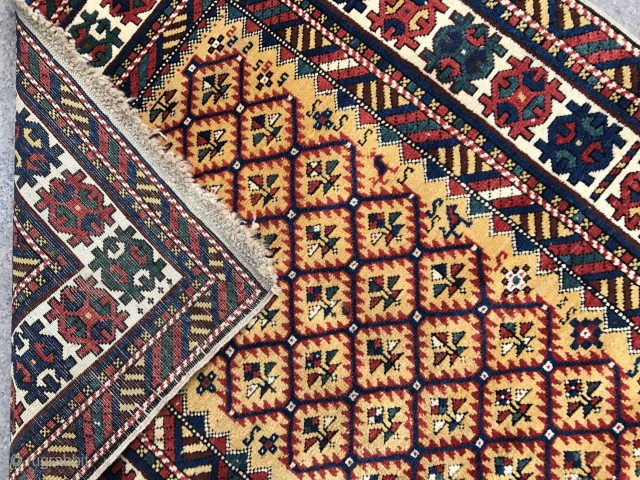 Antique Caucasian Shirvan Runner, 3.3 x 9 ft  (100x270 cm), ca late 19th Century. Perfect condition, all original, no repairs, no issues, full pile, all natural dyes.     