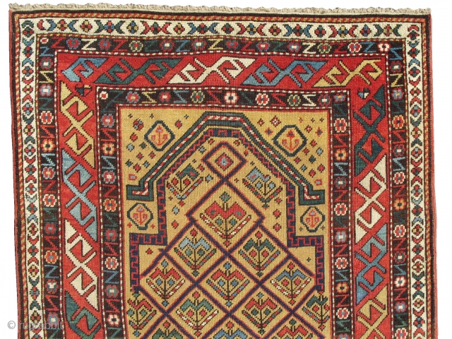 Caucasian Shirvan Marasali Rug with great colours and in good condition.  Size: 0.90 x 1.41 m (2'11" x 4'7"). Second half 19th Century. www.rugspecialist.com        