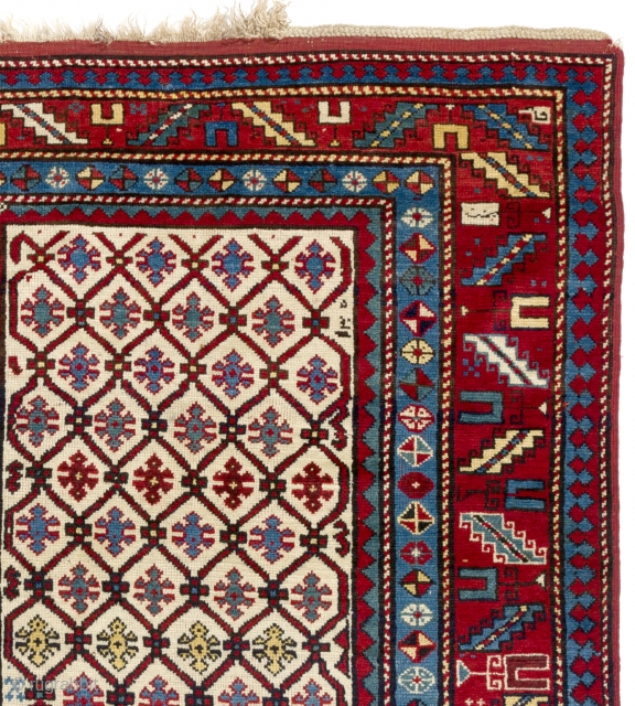 Antique Caucasian Kazak Rug, 4 x 7.2 Ft  (123x216 cm). Excellent original condition, no repairs, no issues, full pile, soft lustrous lambswool, clean and ready to go. Purchased from a NY  ...