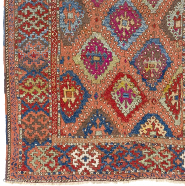 Antique Kurdish Rug with diamond lattice design, East Anatolia, possibly Sarkisla (Şarkışla) in Sivas Region, 19th Century.                