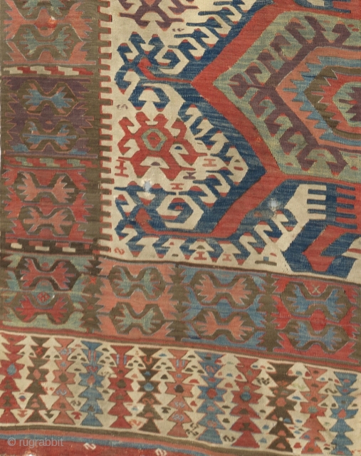 Central Anatolian Hotamis Kilim, ca 1800. 5.4 x 14 Ft - 164x427 cm                    