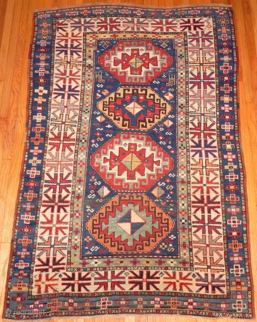 Antique Caucasian Kazak Rug, excellent condition, full pile, no repairs.                       