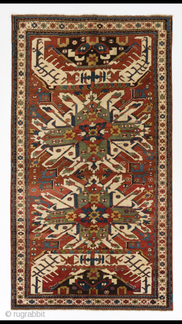 Antique Caucasian Chelaberd (so called Adler or Eagle Kazak) Rug, 
4’5” x 8’2” - 135x250 cm, late 19th Century. Please ask for more images and condition report. 
     