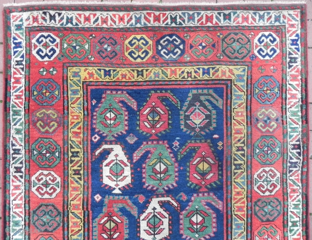 Caucasian Gendje Kazak Rug, 261x114 cm, second half 19th century, excellent condition and great colours.                  