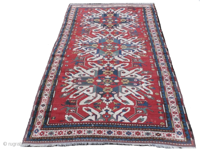 Chelaberd (Eagle Kazak) Rug, Karabagh region in Southern Caucasus, 244x148 cm (8x4.11 ft), second half 19th century.                