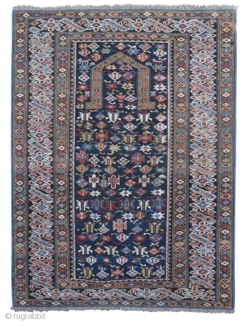 Caucasian Chi Chi Prayer Rug, 1.17 x 1.54 m (3'10" x 5'1"), Good condition and splendid colours. ca 1870. www.rugspecialist.com             