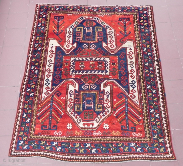 Antique Caucasian Sewan Kazak Rug, 7.8 x 6.5 ft (238x200 cm), 19th Century, good condition. www.rugspecialist.com                 