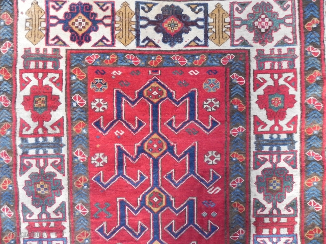 Antique Caucasian Kazak Rug, vigorous palette, delightful colors, graphic design, full pile, mint condition, late 19th Century                