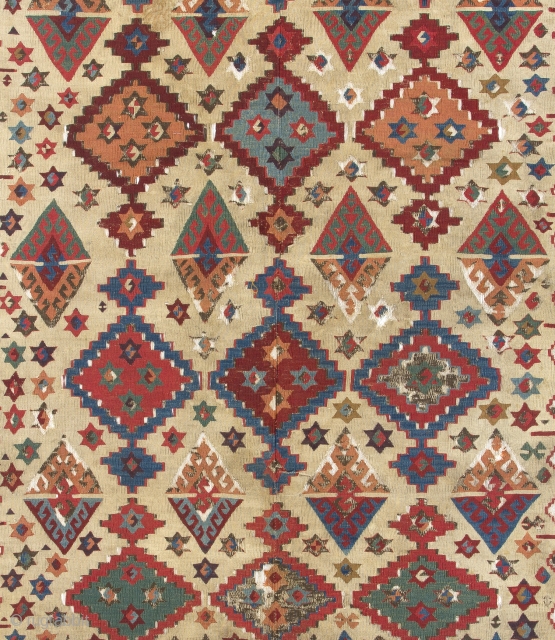 An exceptional and early Central Anatolian Hotamish Kilim. 4.7 x 10.6 Ft - 140x307 cm. 18th Century.

Here is a high resolution image of it: https://drive.google.com/file/d/0Bz7Alnbetq5udnBWYXRua2VDSFU/view?usp=sharing

some other antique rugs in stock: https://drive.google.com/drive/folders/0Bz7Alnbetq5uflB5alRJc1AydUdXOWMxek9BaUx2THFrc1NXNWNhTEg0TGNuOHZrXzM4ZkE?usp=sharing  