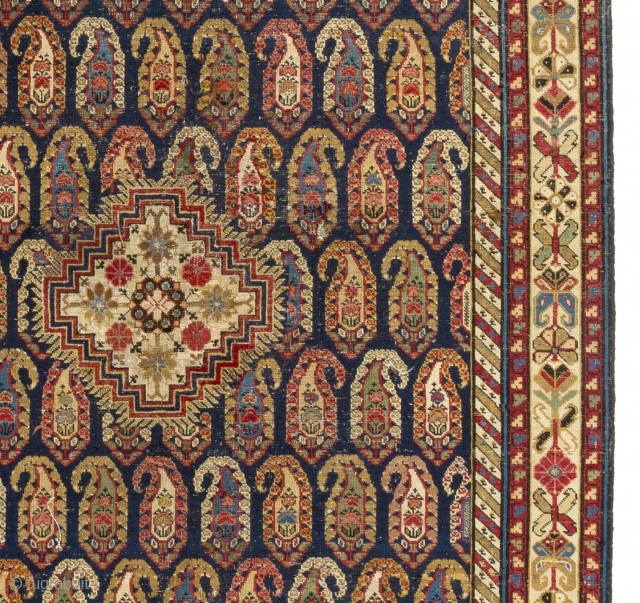 Antique Caucasian Baku Chila (Khila) long Rug, East Caucasus - Azerbaijan. Ca Early 19th Century. 4.7 x 12 Ft (140x365 cm). Provenance: New England, USA. 

Here is a high resolution image of  ...