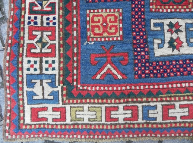 Antique Caucasian Karatchoph (Karachov or Karatchopf) Kazak Rug, 4 x 7.5 ft (122x230 cm), 19th century, excellent original condition.              