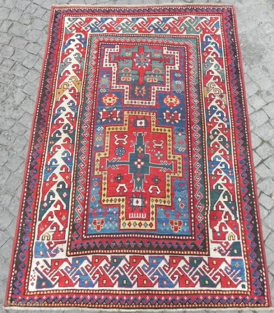 Antique Caucasian Kazak Rug, 209x142 cm (6.8x4.6 ft), 19th Century, Good Condition. www.RugSpecialist.com                    