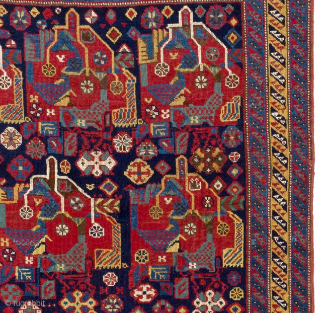 A neat antique tribal Qashqai Rug with rich colors and fine weave, 133x240 cm.                   