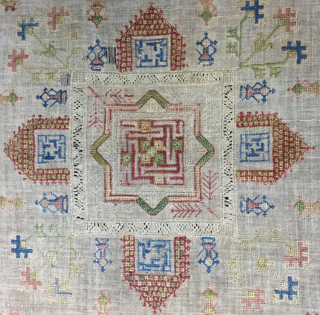 Rare 19th century Armenian embroidery,good condition,Cm.48x48.                           