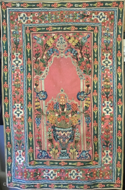 Beautiful 19th cent. embroidered wool appliqué Banya Luka wall hanging .
Over all in good condition ,some old mendings.Cm 115x180              