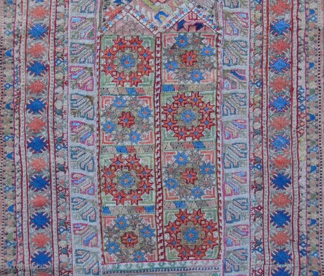 Beautiful 19th cent.composite silk-metal thread embroidery,Salonika or Kavala,cm.50x123                         