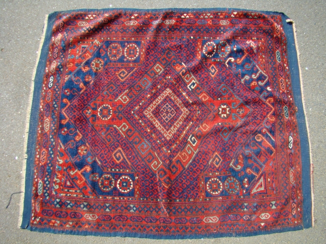 Anatolian Turkish rug with shiny wool and great colors. All wool, 51X61 inches 130X155 Cm. including the Kilim ends. Short pile with some lower area a shown. Needs light blocking to lay  ...