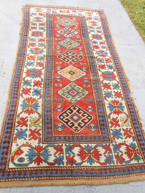 Caucasian Long Rug in original condition. Size: 4'X8'. 122X245 cm                       