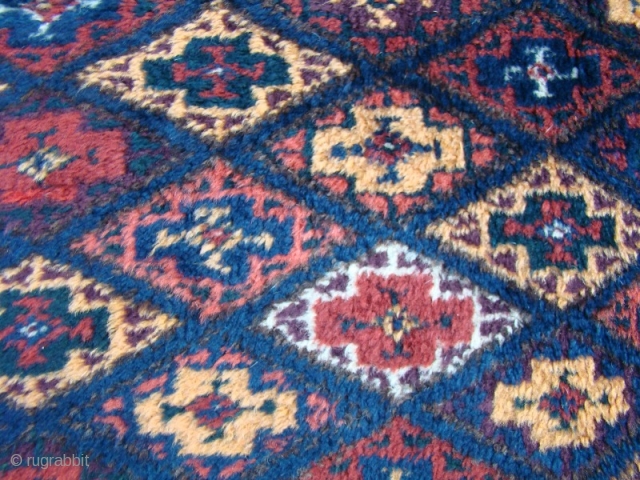 Kurdish rug with some good pile. Worn areas as shown. Wool foundation.
Good colors including lots of aubergine. Can benefit from a good wash.
Size: 3'10" X 7'4"  117X223 Cm. plus over 1"  ...