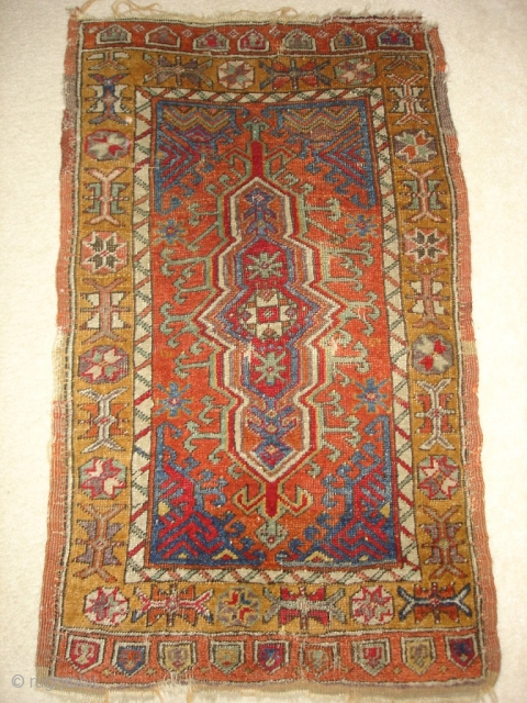 Central Anatolian Turkish Yastik. Great colors. 2X3.5 or 61X104 Cm.                       