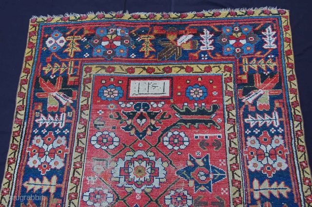 NW Persian Long rug dated 1261, (1845). Wool foundation with blanket like handle. Generally good short pile with scattered old repairs and wear. Size: 4X9 feet, 122X275 Cm. Detail photos available.   ...