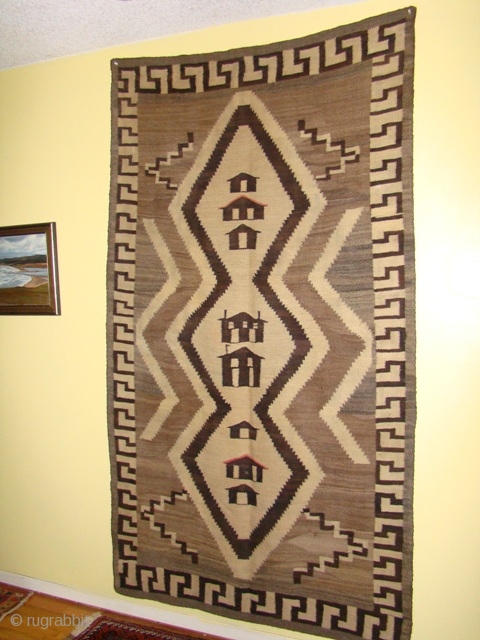 Rare pictorial Native American Navajo rug.48X80 inches. Detail photos available.                       