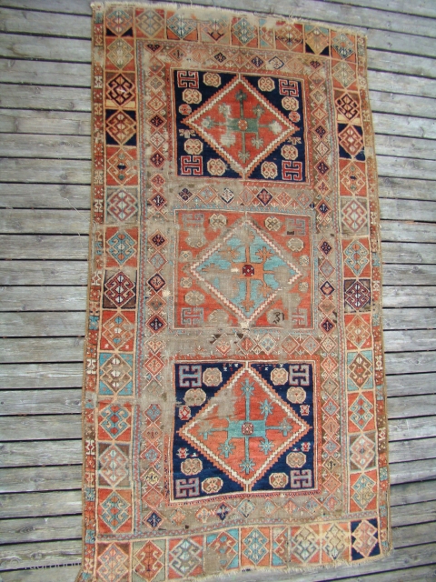 Antique Anatolian Turkish rug with wear, oxidized brown. Very floppy and soft....49"X88" OR 125X225 Cm                  