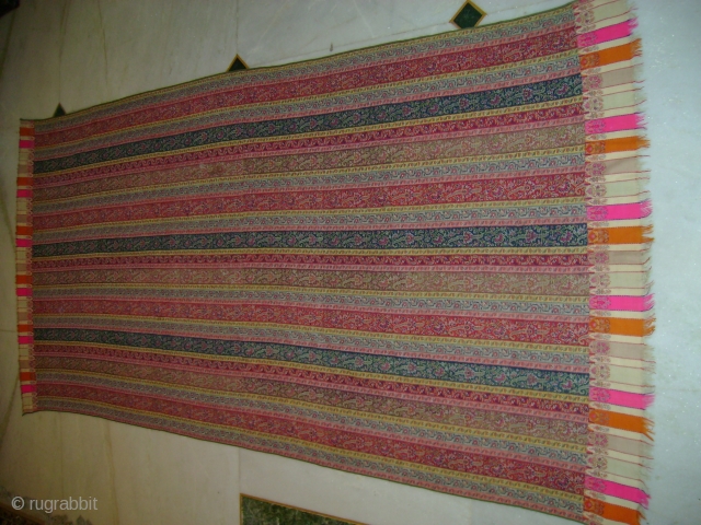 Very beautiful kashmiri stripe shawl known as a "Khatraz". in a absolutely mint and wearing condition. for more details please write back.           