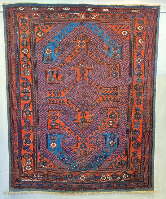 ANATOLIAN YUNCU  CM 2.26 X 1.80 19TH  CENTURY VERY GOOD CONDITION  EXIBITION AT TORIN FAIR ITALY FROM 01 TO  05  2023  NOWEMBRE     