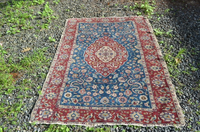 A nice antique Turkish carpet, great wool, wonderful sheen.  Measures 4' x 5'6"                   