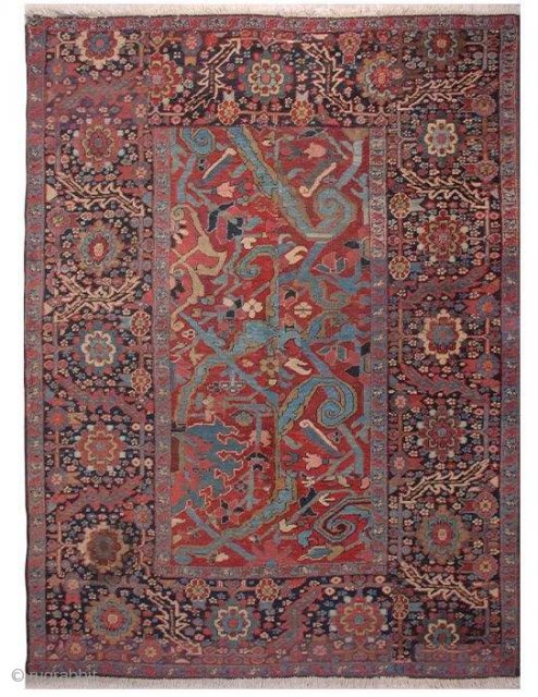 Late 19th century from Heriz.
knotted by master seyed hasan ganjehei.
In restored condition.

142*190cm                     