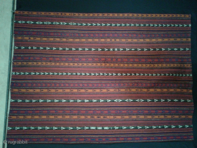 Old Iran-Bidjar kurdish jajim from first half 20th century.
Geometric patterns you see is not usual on jajims.
wool/wool 
150*180 cm
UPS shipping worldwide.            